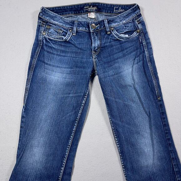 VTG Silver Jeans Eden Bootcut Jeans Women Size 27 Blue Low‎ Rise Stretch Canada - Picture 2 of 12